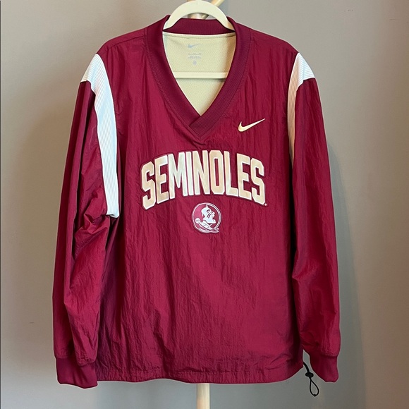 Nike Men's FSU Seminoles Maroon V-Neck Pullover Windbreaker Jacket 2XL - Picture 1 of 10